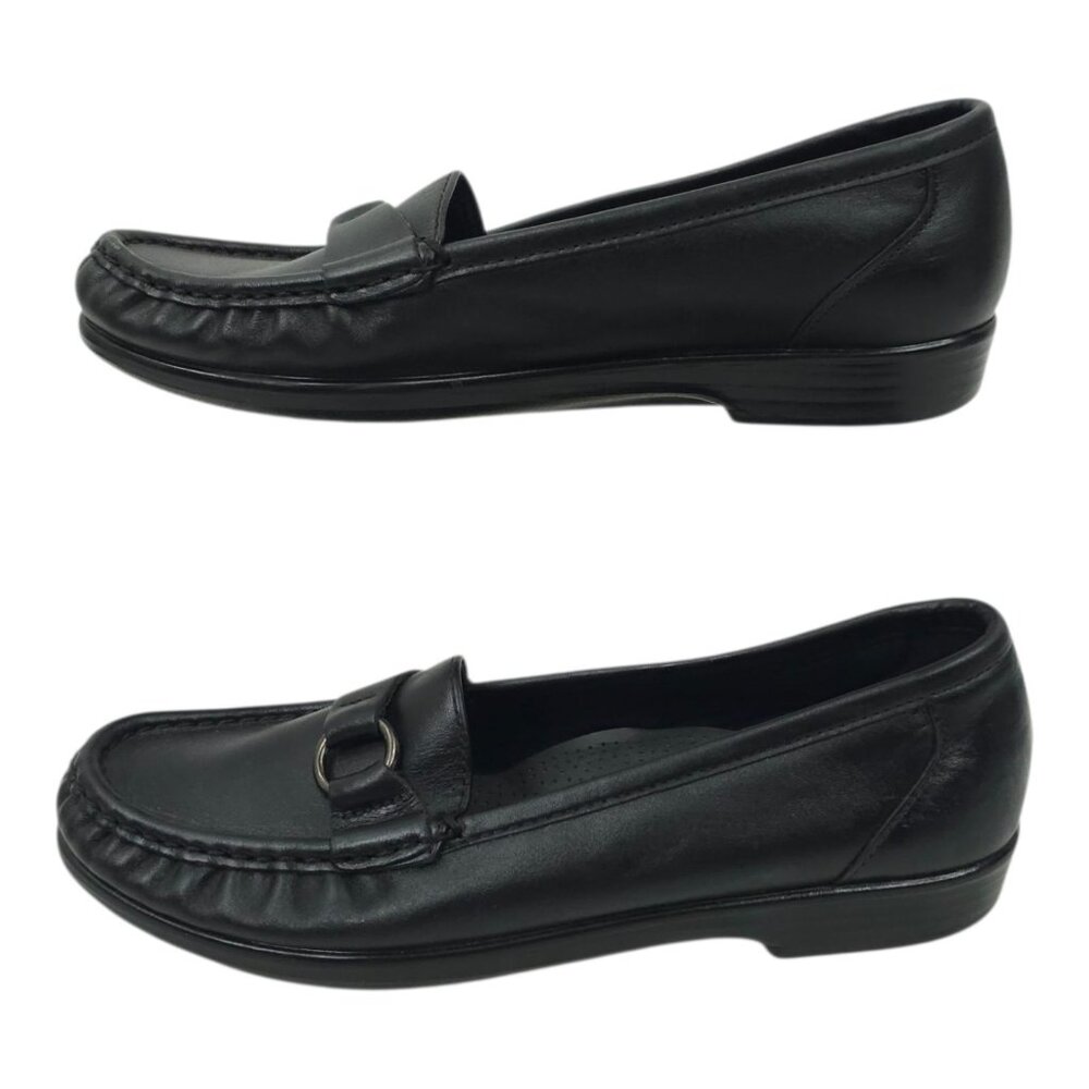 SAS Jewel Leather Loafers Womens 7 N Tripad Comfort Footbed Shoes Black